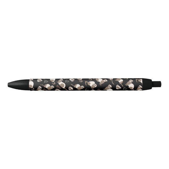 Bolígrafo De Tinta Negra Ferrets de amor - Negro (Anverso)