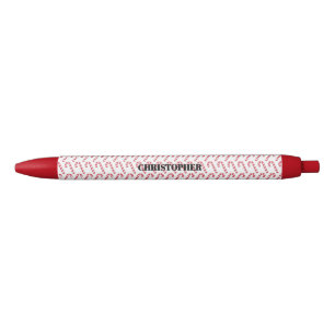 Bolígrafo De Tinta Negra Festividad Candy Cane Navidades a rayas rojo blanc