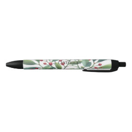 Bolígrafo De Tinta Negra Fiesta personalizada de Mistletoe Greenery