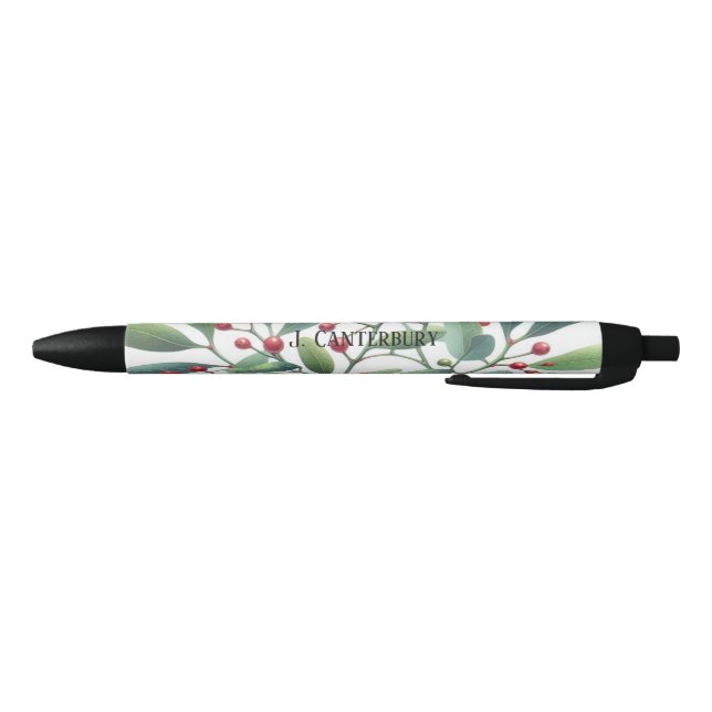 Bolígrafo De Tinta Negra Fiesta personalizada de Mistletoe Greenery (Parte de abajo)