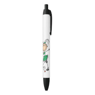 Bolígrafo De Tinta Negra Figura verde animadora del palillo