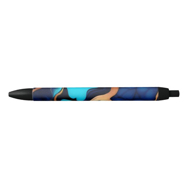 Bolígrafo De Tinta Negra Flamante dorado azul trenzado (Anverso)