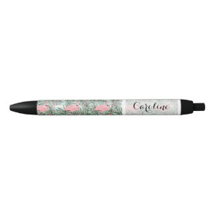 Bolígrafo De Tinta Negra Flamencos rosados divertidos personalizados patrón