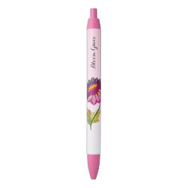 Bolígrafo De Tinta Negra Flor aislada
