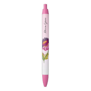 Bolígrafo De Tinta Negra Flor aislada