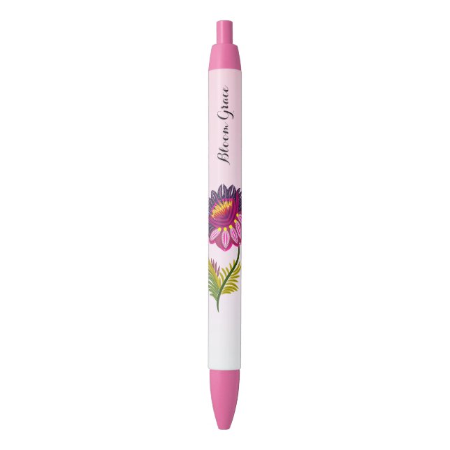 Bolígrafo De Tinta Negra Flor aislada (Frente vertical)