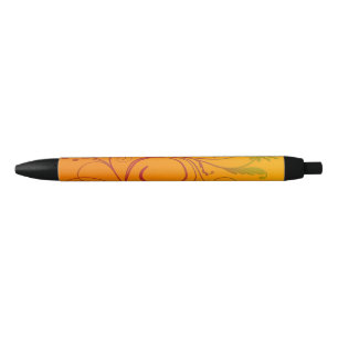 Bolígrafo De Tinta Negra Flor anaranjada