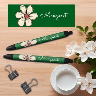 Bolígrafo De Tinta Negra Flor de Doodle Dulce Colorida con Nombre Personali