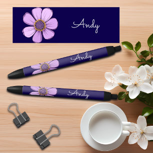 Bolígrafo De Tinta Negra Flor de Doodle Dulce Colorida con Nombre Personali