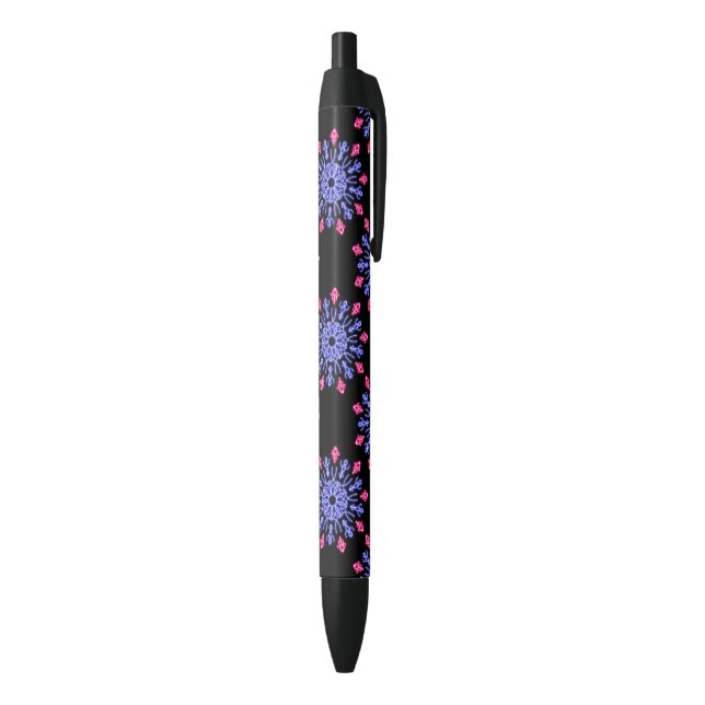 Bolígrafo De Tinta Negra Flor de neón azul y rojo (Parte inferior (Vertical))