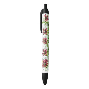 BOLÍGRAFO DE TINTA NEGRA FLOR DE TRÉBOL PURPÚREA