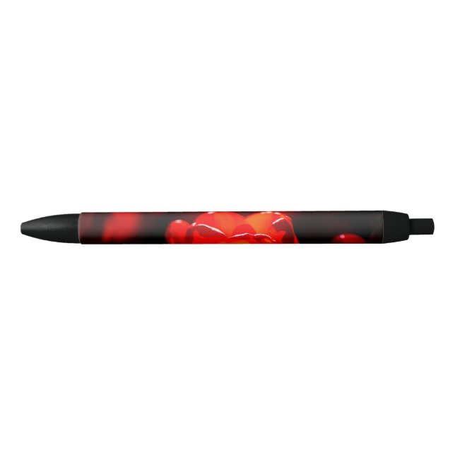Bolígrafo De Tinta Negra Flor de tulipán rojo - Fuego (Anverso)