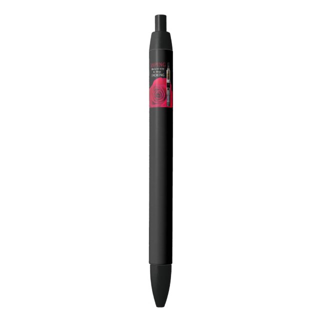 Bolígrafo De Tinta Negra Flor de vaina y rosa (Frente vertical)
