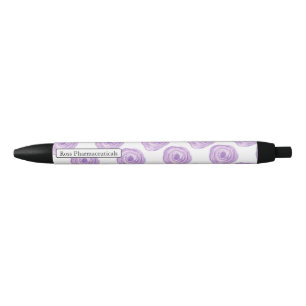 Bolígrafo De Tinta Negra Flor morada acuarela personalizada
