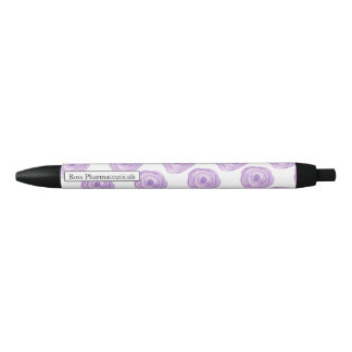 Bolígrafo De Tinta Negra Flor morada acuarela personalizada