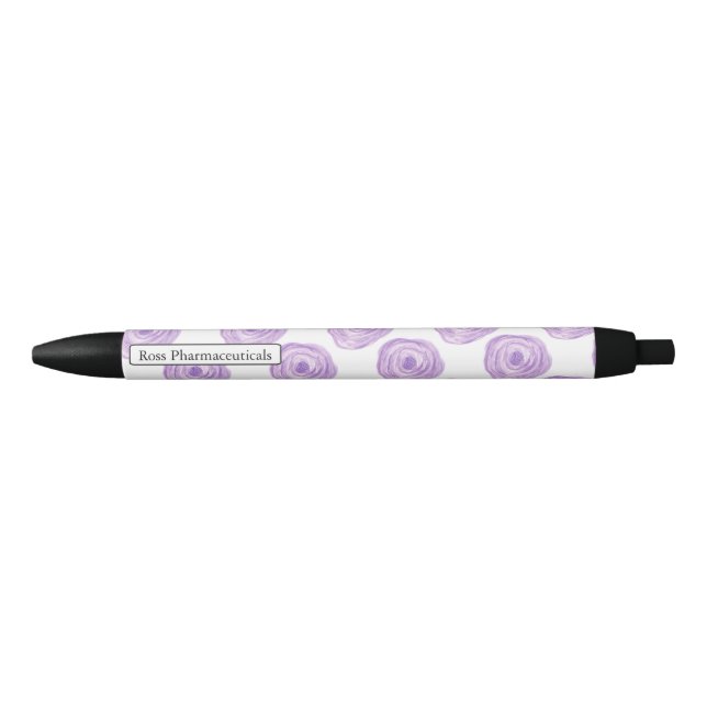 Bolígrafo De Tinta Negra Flor morada acuarela personalizada (Anverso)