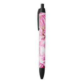 Bolígrafo De Tinta Negra Flor rosa de crisantemo