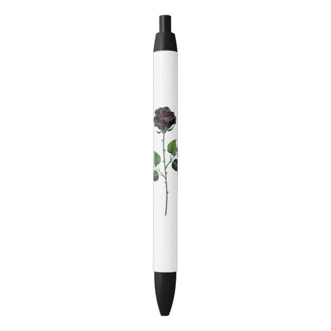 Bolígrafo De Tinta Negra Flor rosa negra (Frente vertical)