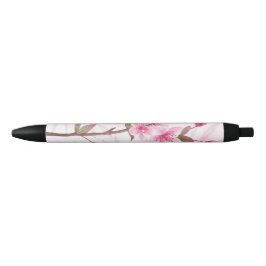Bolígrafo De Tinta Negra Flor rosa suave Flor Floral Lámina Estacionamiento