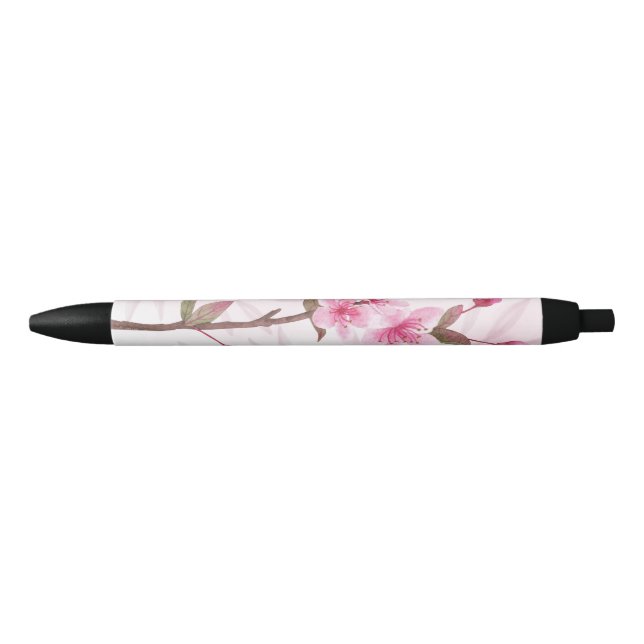 Bolígrafo De Tinta Negra Flor rosa suave Flor Floral Lámina Estacionamiento (Anverso)