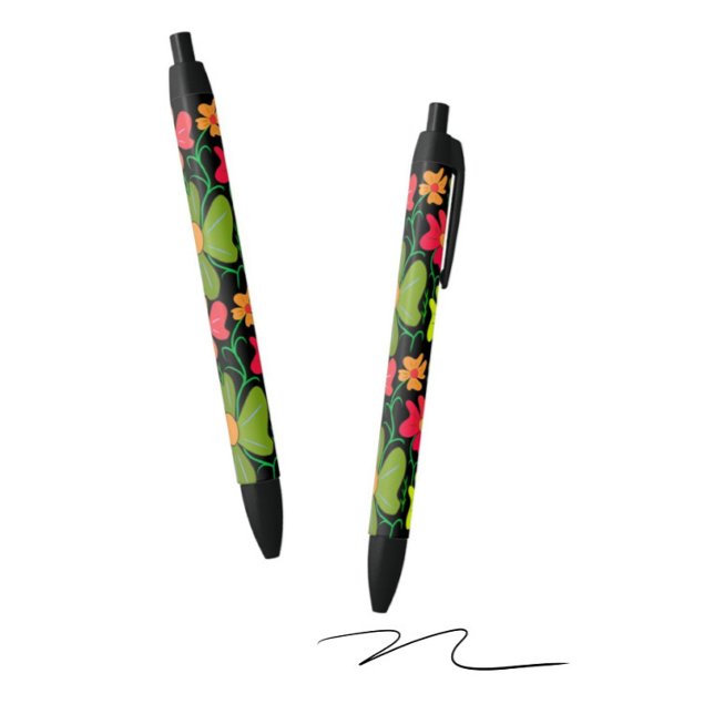 Bolígrafo De Tinta Negra Floral (Subido por el creador)