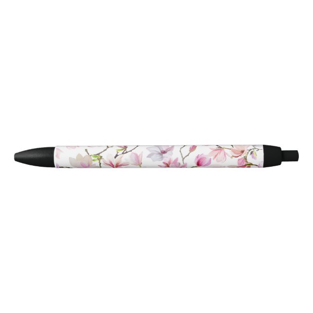Bolígrafo De Tinta Negra floral elegante (Anverso)