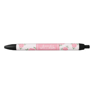 Bolígrafo De Tinta Negra Floral rosado de encargo