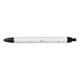 Bolígrafo De Tinta Negra Floral silvestre de acuarela azul salvia