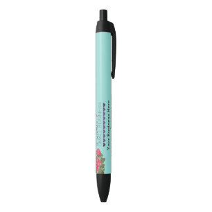 Bolígrafo De Tinta Negra Floral verde azulada Gracias por Apoyar a la Peque