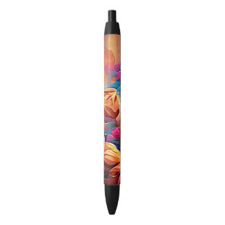 Bolígrafo De Tinta Negra Flores azules rojas Naranja de arte Abstracto flor