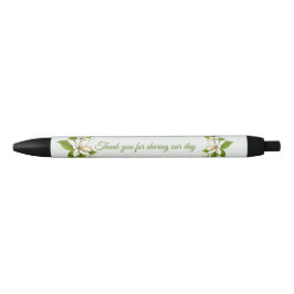 Bolígrafo De Tinta Negra Flores blancas que casan favor