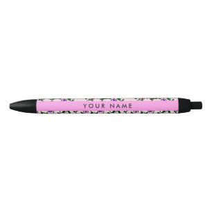 Bolígrafo De Tinta Negra Flores Coloridas, Fondo Rosa, Rosa