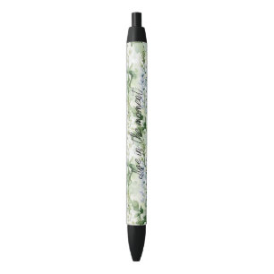 Bolígrafo De Tinta Negra Flores de Delphinium blancas lavanda  