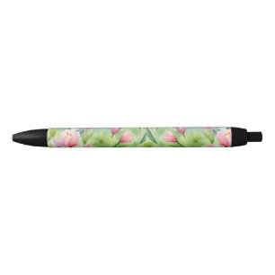 Bolígrafo De Tinta Negra Flores de manantial acuarela