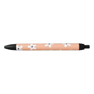 Bolígrafo De Tinta Negra Flores de margarita blanca de boho de verano