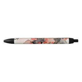 Bolígrafo De Tinta Negra Flores en Negro