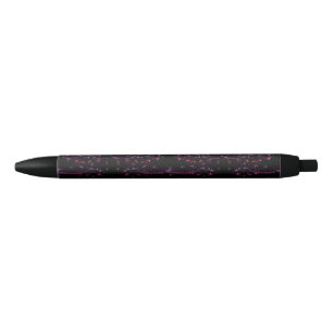 Bolígrafo De Tinta Negra Flores rosadas calientes