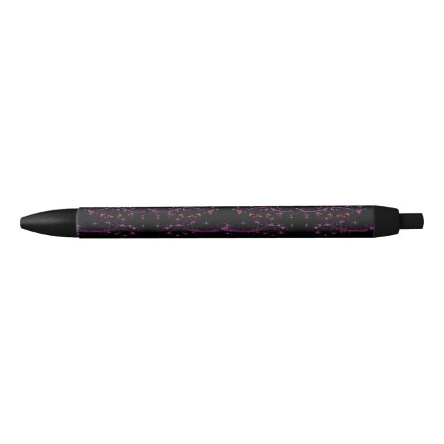 Bolígrafo De Tinta Negra Flores rosadas calientes (Anverso)