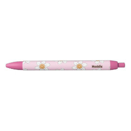 Bolígrafo De Tinta Negra Flores rosadas personalizadas lindas