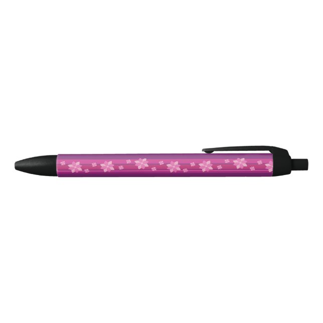 Bolígrafo De Tinta Negra Flores rosas (Parte superior)