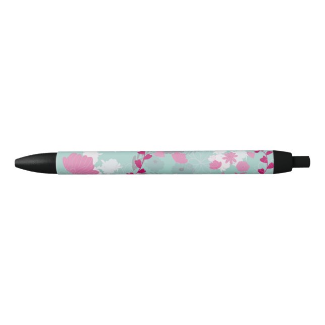 Bolígrafo De Tinta Negra flores verdes (Anverso)