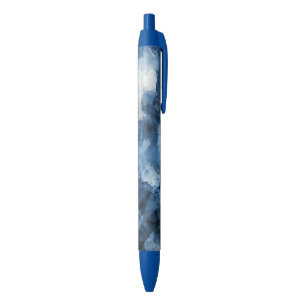 Bolígrafo De Tinta Negra Fondo azul abstracto de la acuarela