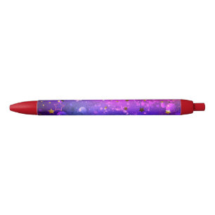 Bolígrafo De Tinta Negra Fondo azul rosa brillante