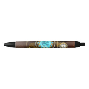 Bolígrafo De Tinta Negra Fondo de roscas de vapor con lentes turquesas