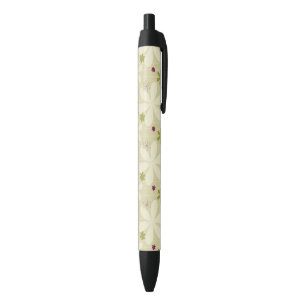 Bolígrafo De Tinta Negra Fondo floral retro