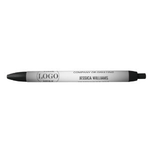 Bolígrafo De Tinta Negra Fondo gris difuminado logo personalizado empresari