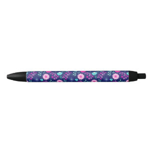 Bolígrafo De Tinta Negra Fondo lindo con patrón floral