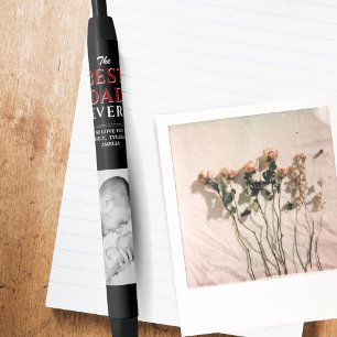 Bolígrafo De Tinta Negra Foto moderna del Día del Mejor Papá Negro