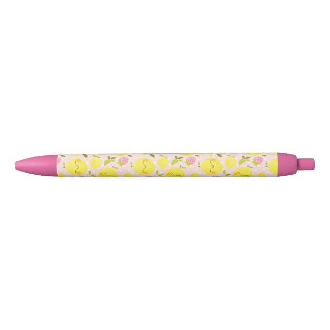 Bolígrafo De Tinta Negra Fresa limón rosa (Anverso)