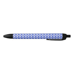 Bolígrafo De Tinta Negra Fret griego, patrón de onda mediterránea, azul